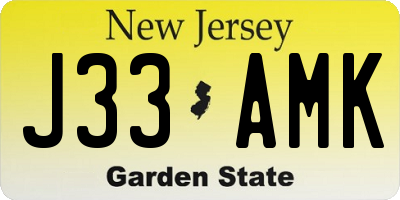 NJ license plate J33AMK