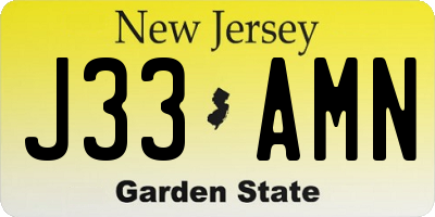 NJ license plate J33AMN