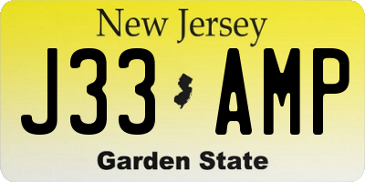 NJ license plate J33AMP