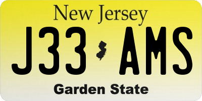 NJ license plate J33AMS