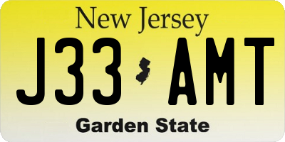 NJ license plate J33AMT