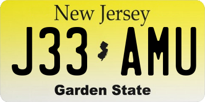 NJ license plate J33AMU