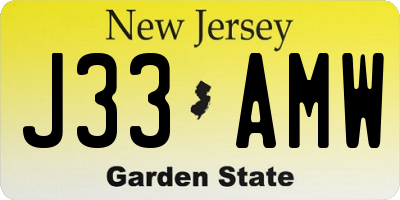NJ license plate J33AMW