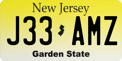 NJ license plate J33AMZ