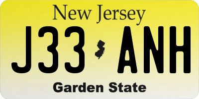 NJ license plate J33ANH