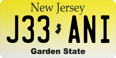 NJ license plate J33ANI