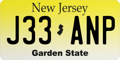 NJ license plate J33ANP
