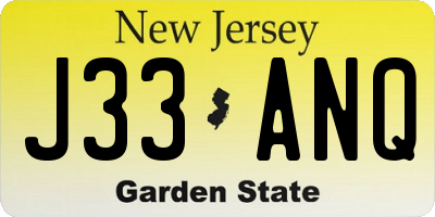 NJ license plate J33ANQ