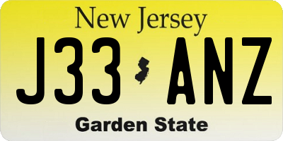 NJ license plate J33ANZ
