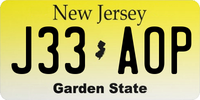 NJ license plate J33AOP