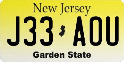 NJ license plate J33AOU