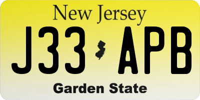 NJ license plate J33APB