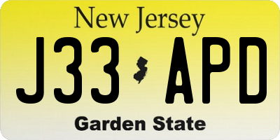 NJ license plate J33APD