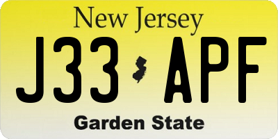 NJ license plate J33APF