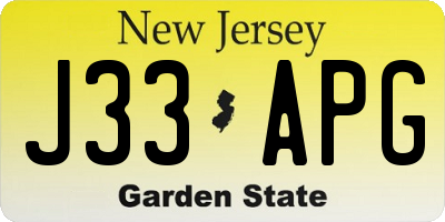 NJ license plate J33APG