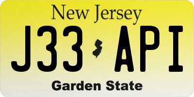 NJ license plate J33API