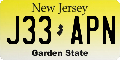 NJ license plate J33APN