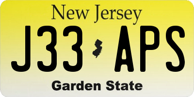 NJ license plate J33APS