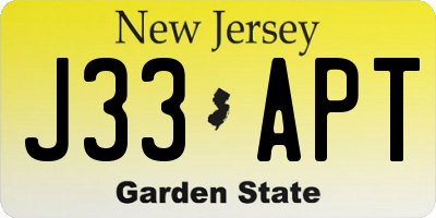 NJ license plate J33APT