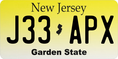 NJ license plate J33APX