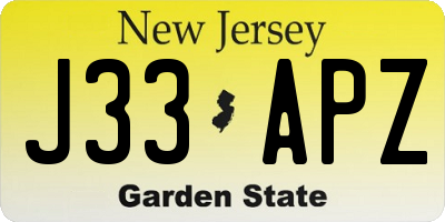 NJ license plate J33APZ