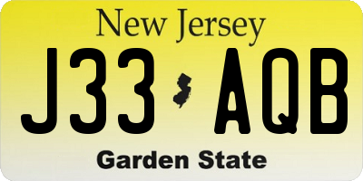NJ license plate J33AQB