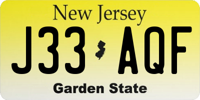 NJ license plate J33AQF