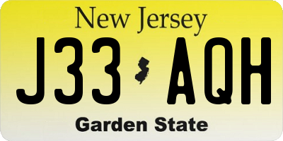 NJ license plate J33AQH