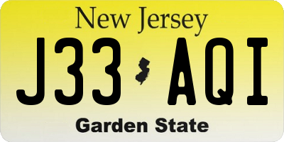 NJ license plate J33AQI