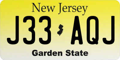 NJ license plate J33AQJ