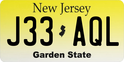 NJ license plate J33AQL
