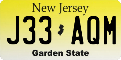 NJ license plate J33AQM