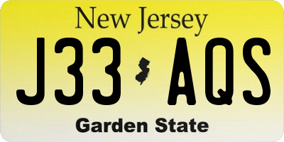 NJ license plate J33AQS