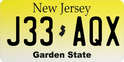 NJ license plate J33AQX