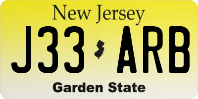 NJ license plate J33ARB