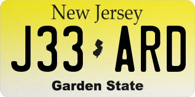 NJ license plate J33ARD