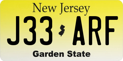NJ license plate J33ARF