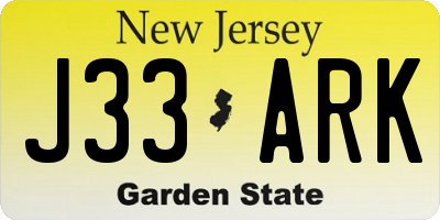 NJ license plate J33ARK
