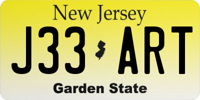 NJ license plate J33ART