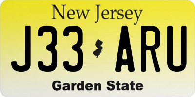 NJ license plate J33ARU