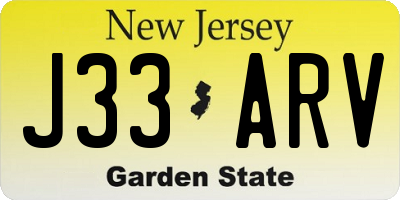 NJ license plate J33ARV