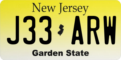 NJ license plate J33ARW
