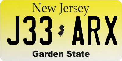 NJ license plate J33ARX