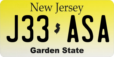 NJ license plate J33ASA