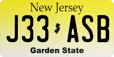 NJ license plate J33ASB