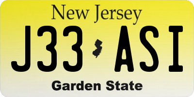 NJ license plate J33ASI
