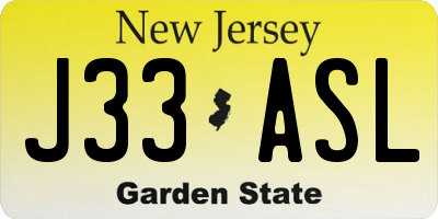 NJ license plate J33ASL