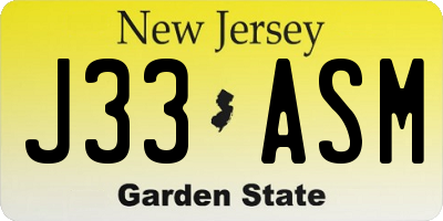 NJ license plate J33ASM
