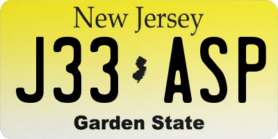 NJ license plate J33ASP