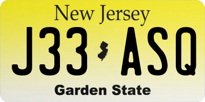 NJ license plate J33ASQ
